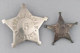 This lot consists of two Badges: (1) Deputy Marshal Laramie 5-point ball star Badge, 2 1/8" across p