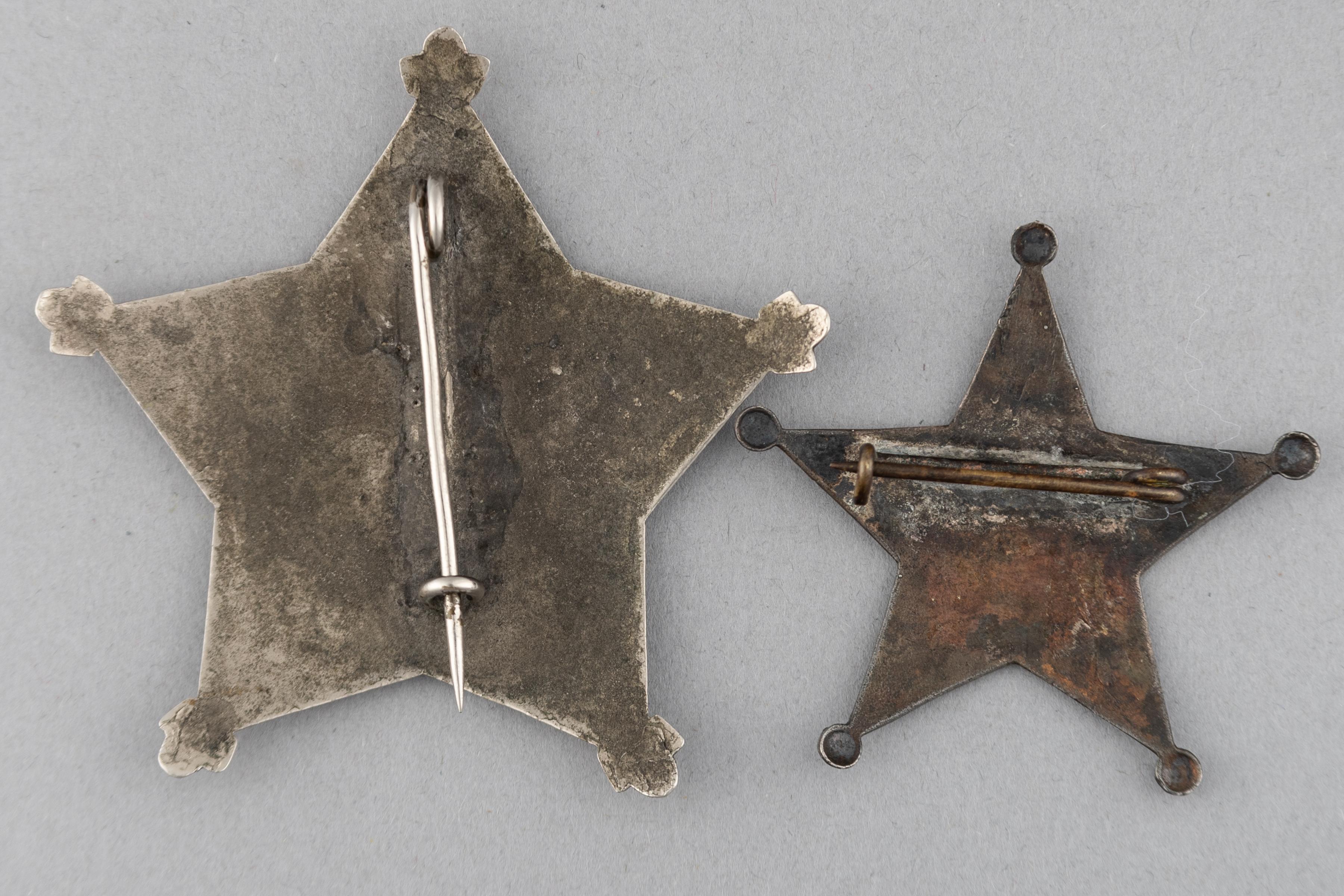 This lot consists of two Badges: (1) Deputy Marshal Laramie 5-point ball star Badge, 2 1/8" across p