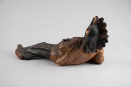 Very unique antique counter top reclining chalk Cigar Store Indian Match Striker marked "Ohio Match