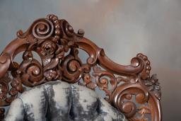 Truly Museum Quality Rare Laminated Rosewood double chair back highly carved Settee attributed to ea