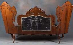 Truly Museum Quality Rare Laminated Rosewood double chair back highly carved Settee attributed to ea