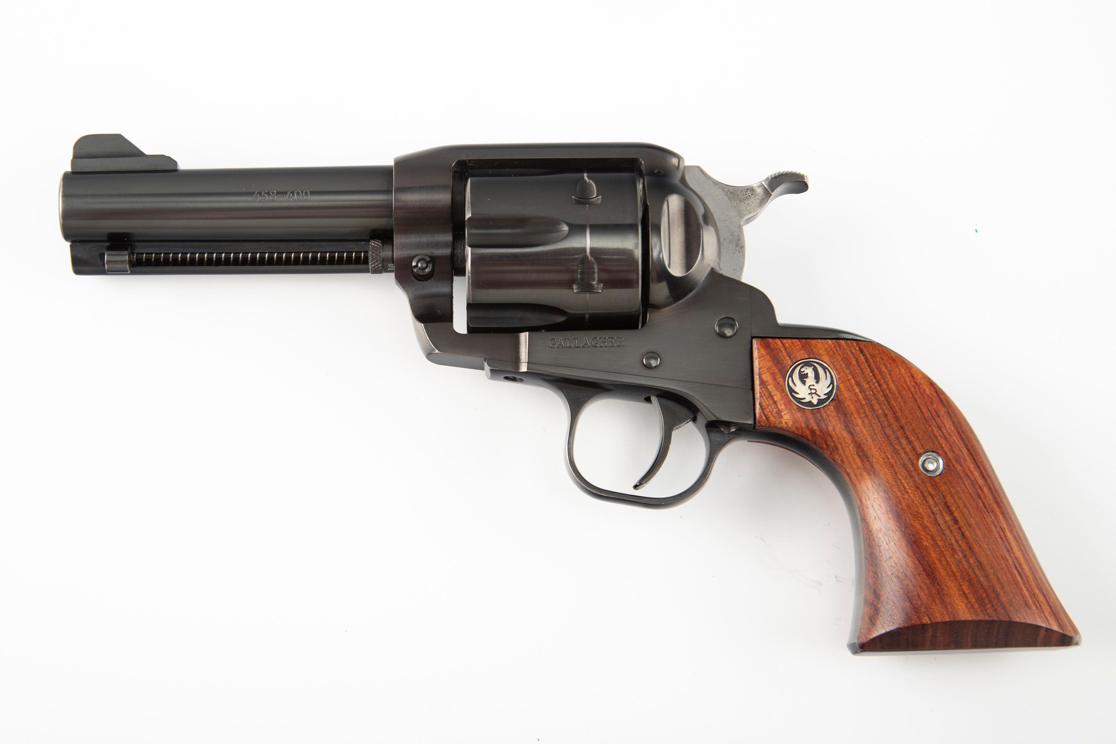 John Gallagher Custom Revolver, .458/400 caliber, SN 56-73159, 4" barrel.  Built on a 1996 Vaquero f