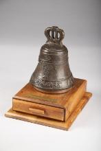 Bronze Sculpture of "The Alamo Mission Bell" by noted Texas CA Artist Melvin C. Warren, #83, mounted