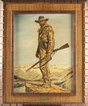Canvas Transfer by noted Texas Artist Joe Grandee (1929-2021), signed at lower right, in the origina