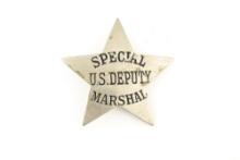 Old 5-point Star Badge marked â€œSPECIAL U.S. DEPUTY MARSHALâ€� has small amount of enamel missing,