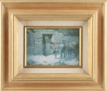 CA Artist Melvin C. Warren (1920-1995), Framed Print dated 1972. Scene is horse and mule standing at