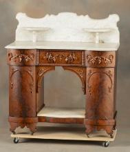 Extremely fine quality American Victorian Walnut, marble top Washstand with matching splash, circa 1