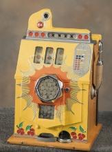 Antique Mills Bursting Cherry, 5 Cent Slot Machine, circa 1930s, SN 407829. Machine measures 24 1/2"