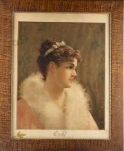 Antique Framed color Lithograph titled "Dorothy", marked in lower left "Copyright Dated 1896 by "The