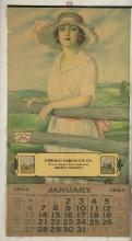 Framed 1924 full Calendar Advertising Sherman Hardware Co./ Wagons, Buggies, Farm Implements/ Sherma