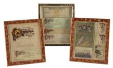 Three frames of vintage Items all pertaining to the 101 Wild West consisting of Cancelled Checks fro