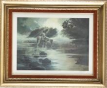 Framed Print by Texas Artist Ralph Wall (1932-2009), hand signed at lower right and dated 1974. Titl
