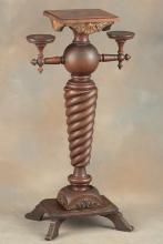 One of a pair of antique walnut Victorian Pedestals, circa 1890, in original estate finish, 38" T x