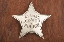 Large rare vintage 5-point Star Badge marked â€œSPECIAL DENVER POLICEâ€� with simple elegant design