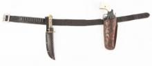 Vintage "S.D Myres, El Paso, Tex" marked, tooled Cartridge Belt, accompanied by a two tone floral to