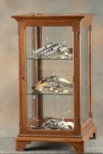 Unique oak and glass floor model Showcase, attributed to J.W. Winchester Co., with full length glass