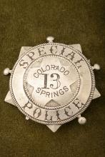 Old Circle Star Badge with ball tips marked â€œSPECIAL POLICEâ€� with â€œCOLORADO 13 SPRINGSâ€� in c