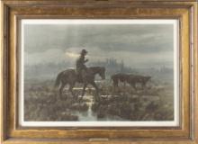 Hand signed, framed Print by noted Texas CA Artist Joe Beeler, dated 1972, signed at lower right, ti