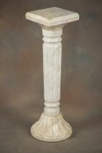 Antique carved marble Pedestal, measures 35 1/2" T x 10 1/2" sq. shaped top. Very good condition. Th