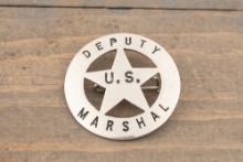 Vintage 5-point, cut-out Circle Star Badge marked â€œDEPUTY MARSHALâ€� with â€œU.S.â€� in center of