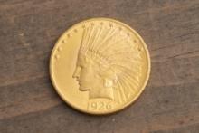 A 1926 $10.00 Gold Indian Head Coin. The Late Joe & Billie Brownfield Estate.
