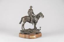 Original Bronze Sculpture by Texas Artist Cary Clawson (1945-2009), titled "One Man's Dream". Medall