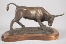Original Bronze Sculpture by Texas Artist Jack Bryant, Jr. titled "TSRA Snorting Bull", #19, measure