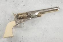 Pristine replica of an engraved Colt, Model 1860, Army Revolver, SN 13511. It is a non-firing plugge