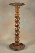 Carved antique oak Pedestal, circa 1900-1910, measures 39" T x 14" dia. carved base and matching car