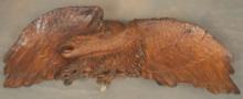 Fantastic hand carved Eagle with wing spread of 58" W, has incredible detail and is 20" T x 7" D and