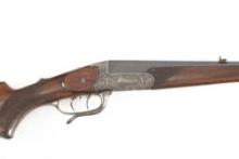 German engraved Single Shot Rifle, 7.7 MM caliber, SN 696, blue finish, 22" octagon barrel, marked o