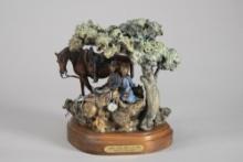 Hand colored Bronze by noted California Artist James P. Regimbal (1949), titled "Libby And The U.S.