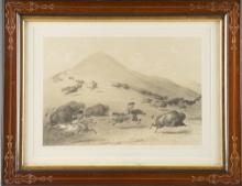 George Catlin (1796-1892) framed Lithograph, marked lower right "Day & Haghe Lith. to the Queen", ma