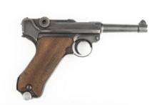 Mauser (42 Code) Luger, 4" barrel, bright shiny like-new bore, 9 mm Para caliber, SN 975, all visibl