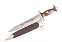 Original SA â€œBrown Shirtâ€� Dagger. Blade is etched with the slogan â€œAlles fur Deutschlandâ€� an