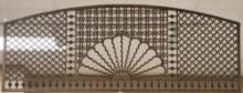 Antique and very ornate oak stick and ball Fret Work, circa 1890s, measures 69 1/4" L x 46 1/4" T, i