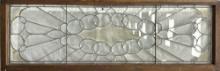 Beautiful antique beveled, leaded glass Transom Window, circa 1890s, with etched center, frame measu