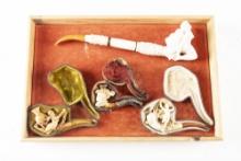 Collection of four (4) vintage Meerschaum & Meerschaum type figural Pipes. (1) Pipe has a 2" bowl wi
