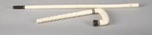 Carved 2 piece Cane, possibly bone with carved twisted shaft. When cane is put together it measures