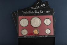 Group of five (5) uncirculated cased 1977 U.S. Proof Sets, totaling 30 coins. Each set contains 6 Co