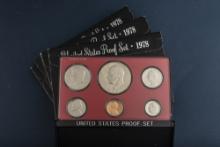 Group of five (5) uncirculated cased 1978 U.S. Proof Sets, totaling 30 coins. Each set contains 6 Co