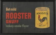 Framed vintage Paper Advertisement "Get Mild Rooster Snuff/hickory smoke flavor", has some light pap