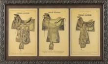 Framed Saddle Advertisement, three styles of Texas Saddles including the No. 80 Rose Tree; No. 203