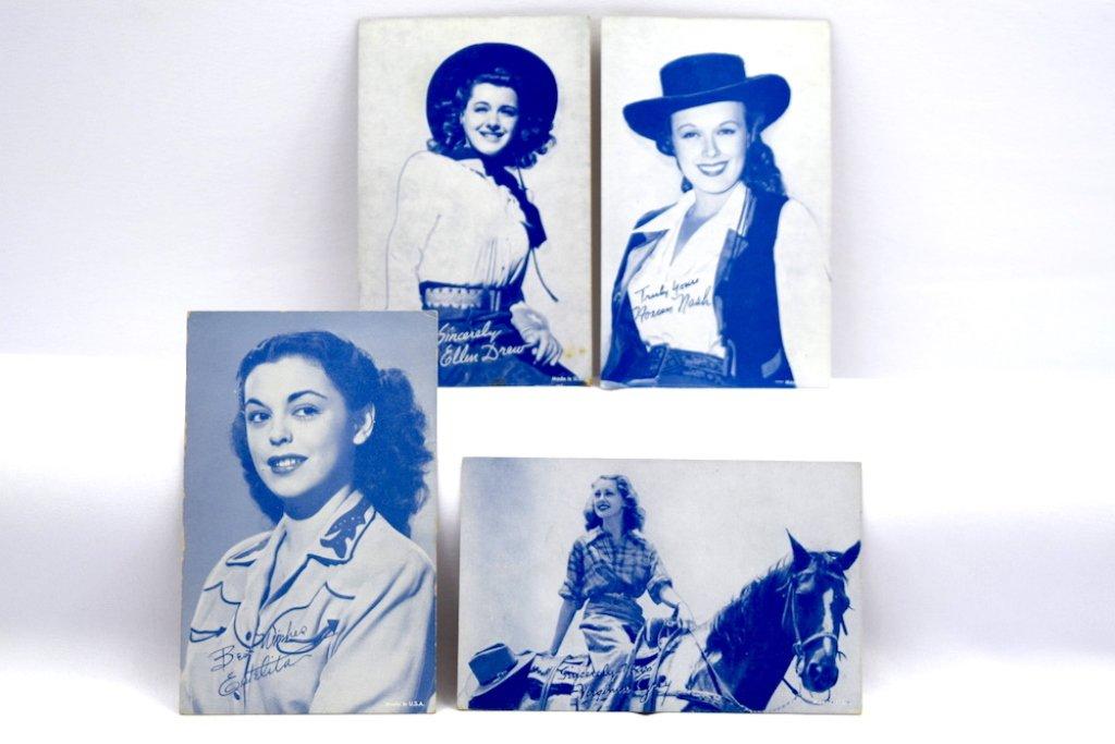 (4) Early Western Actress Fan Postcards