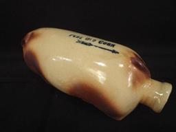 Pottery Pig Whiskey Flask
