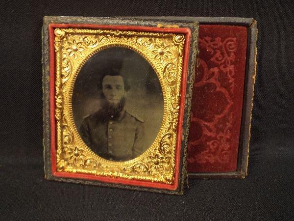 LOT (2) Civil War Soldier Tin Type Photos