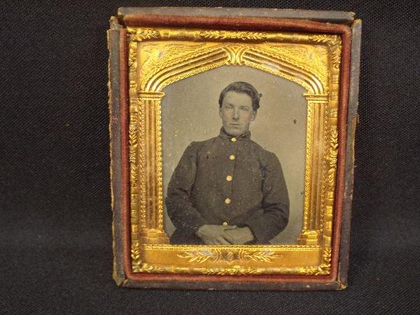 LOT (2) Civil War Soldier Tin Type Photos