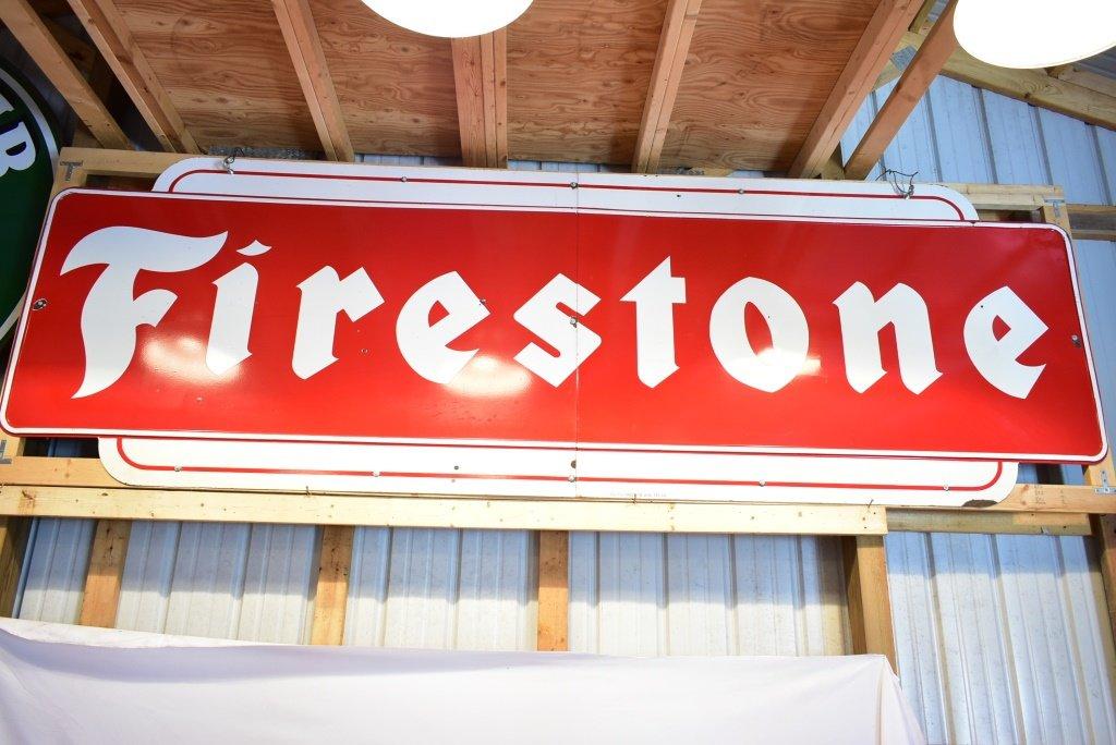 1955 Firestone Tire Two Piece Porcelain Sign