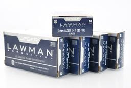 250 Rounds - Speer Lawman 9mm Luger Ammunition - Total Metal Jacket -  147 Grain