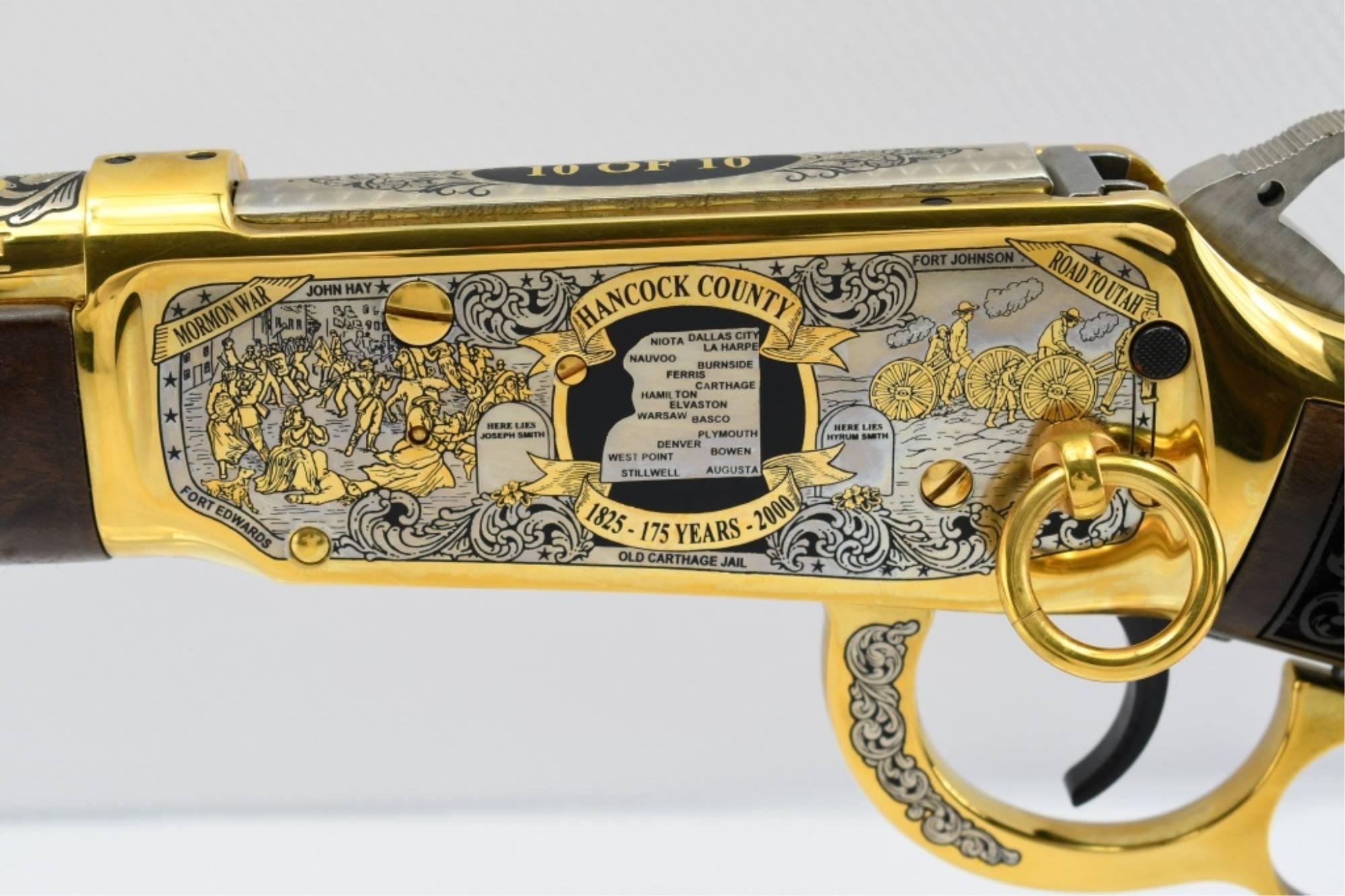 Winchester, 94AE, 45 Colt Cal., Lever-Action - Hancock Co. IL - Engraved 24K Gold - SN - 6371950